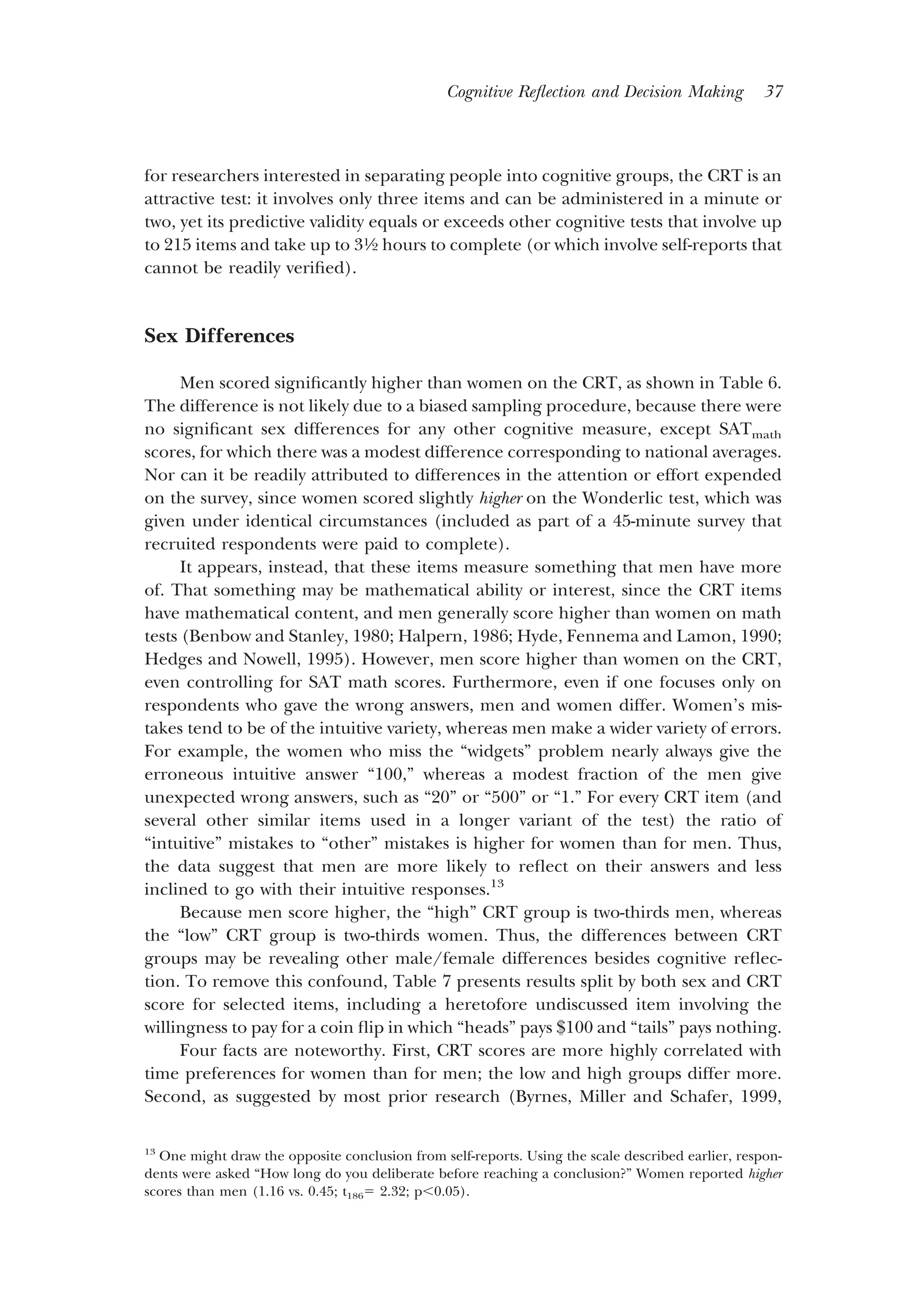 Cognitive reflection and decision making | PDF