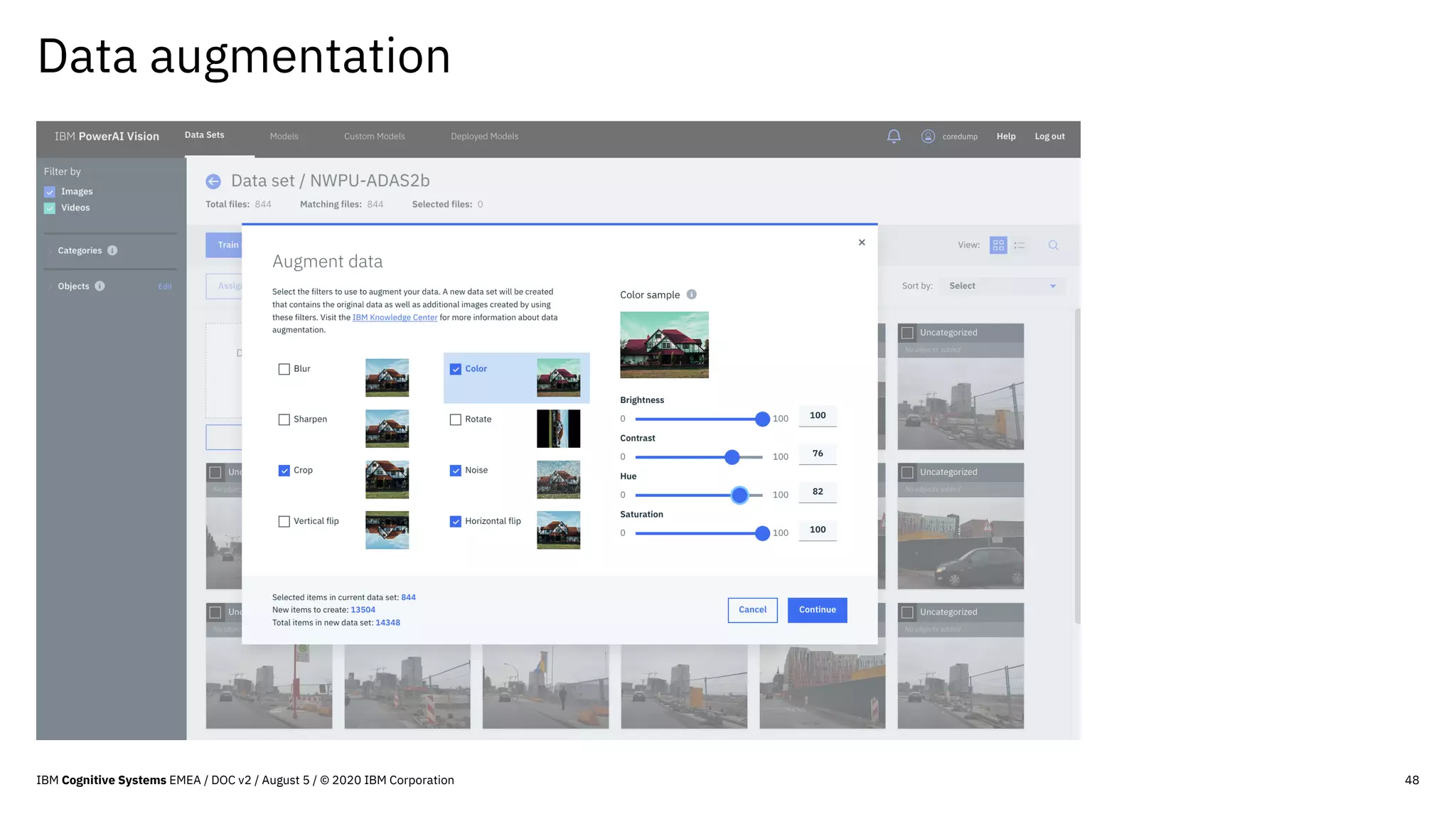 Data augmentation
48IBM Cognitive Systems EMEA / DOC v2 / August 5 / © 2020 IBM Corporation
 