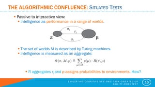 THE ALGORITHMIC CONFLUENCE: SITUATED TESTS
 Passive to interactive view:
 Intelligence as performance in a range of worl...