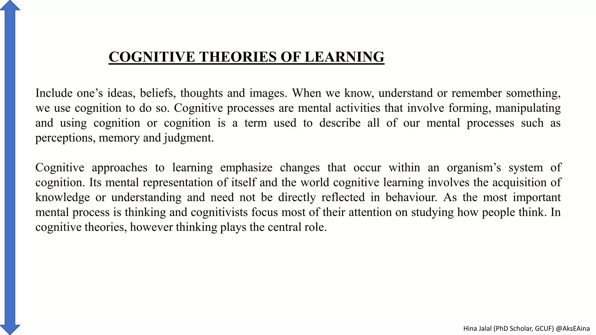 Cognitive theories of learning ppt