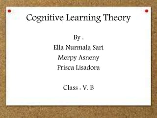 Cognitive Learning Theory
By :
Ella Nurmala Sari
Merpy Asneny
Prisca Lisadora
Class : V. B
 
