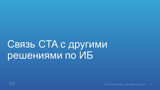 52©  2015   Cisco   and/or   its  affiliates.  All  rights  reserved.   Cisco   Confidential
Связь  CTA с  другими  
решениями  по  ИБ
 