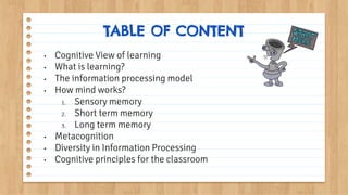 Cognitive view of learning | PPTX
