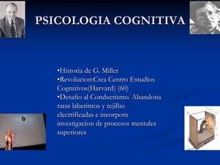 2006DEFINICIONSurge a mediados del siglo XXDesacuerdo de teóricos acerca del absolutismo de la escuela conductual de centrarse en lo observable¿Puede aprenderse sin que sea observado tal aprendizaje?La escuela cognitiva enfatiza el rol de los procesos mentales durante el curso del aprendizajeConocimiento visto como constructo mental simbólico en la mente del aprendiz; el aprendizaje a su vez es la manera como las representaciones simbolizas se instalan en la memoria.La mente se refiere a modelo de información y procesamiento mental