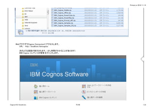 Printed on 2016/11/14
WebブラウザでCognos Connectionにアクセスします。
URL：　http://localhost/ibmcognos
次のような画面が表示されます。（少し時間がかかることがあります）
IBM Cognos コンテンツの管理 をクリックします。
Cognos10.2.1Install.xlsx 75/86 1_CI
 