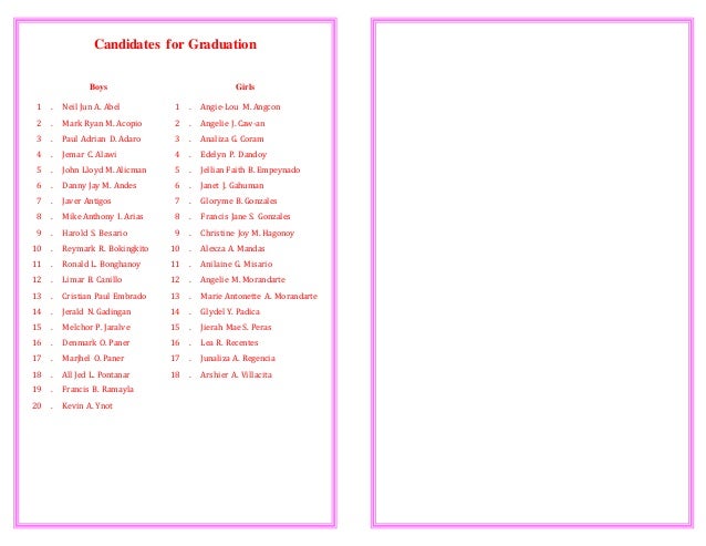 sample graduation programs