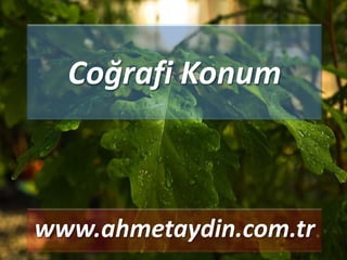 Coğrafi Konum



www.ahmetaydin.com.tr
 