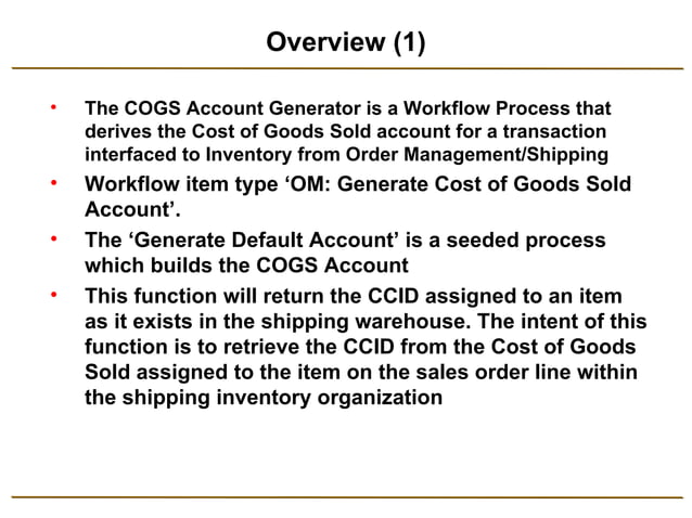 COGS Account Generator Workflow Customization | PPT | Business and Finance