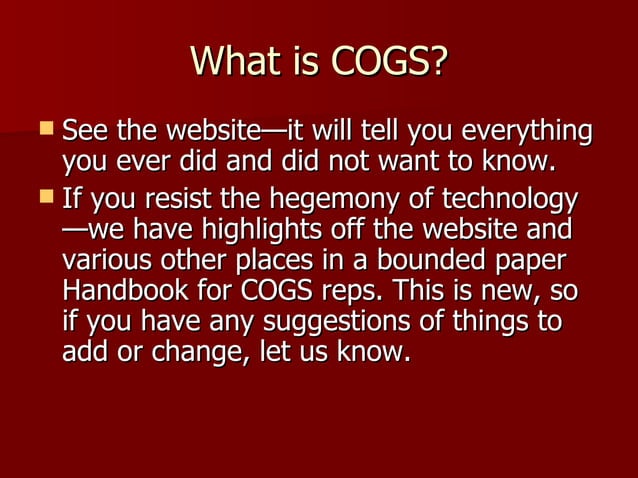 Cogs General Assembly | PPT