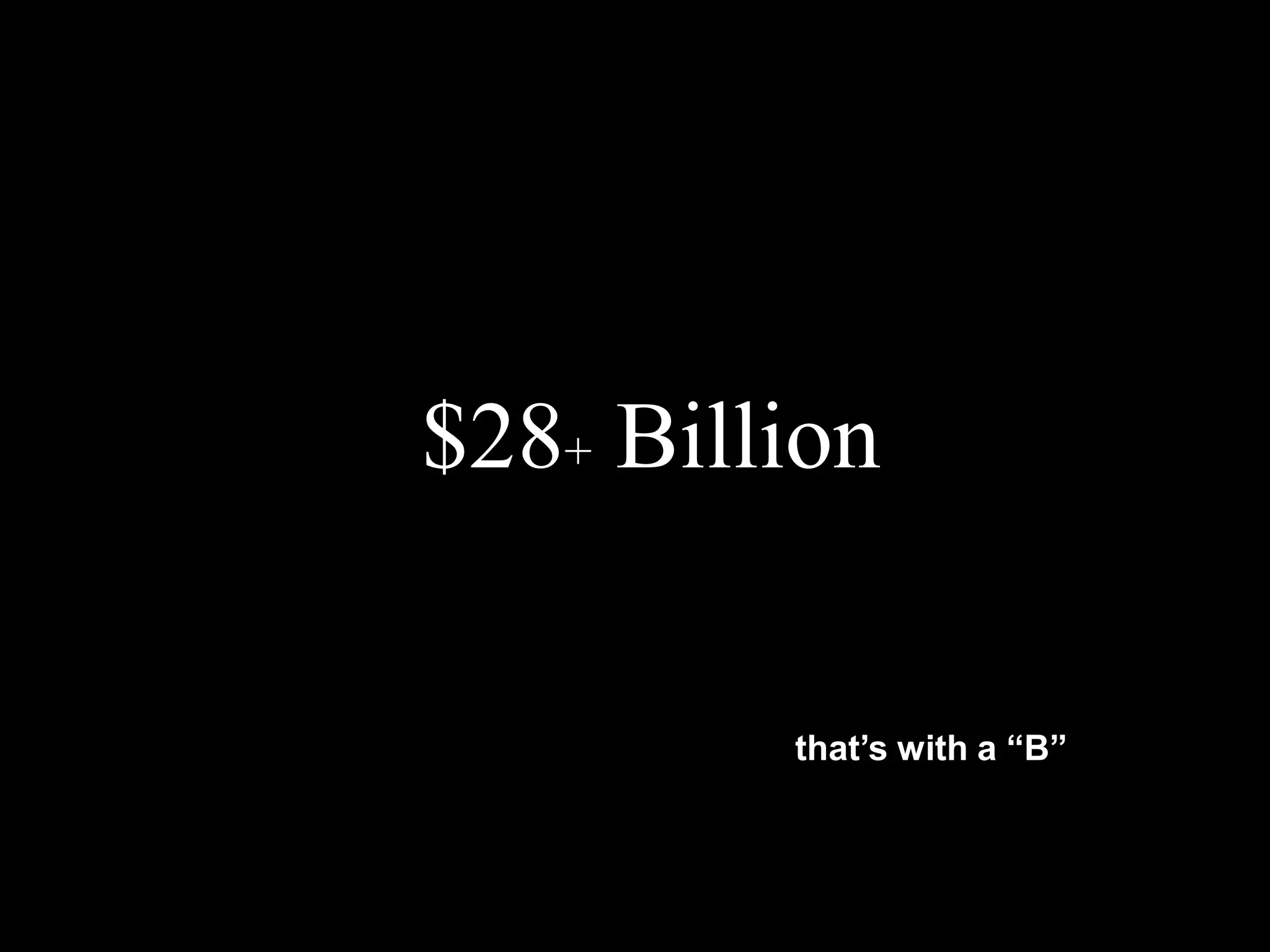 $28+ Billion
that’s with a “B”
 