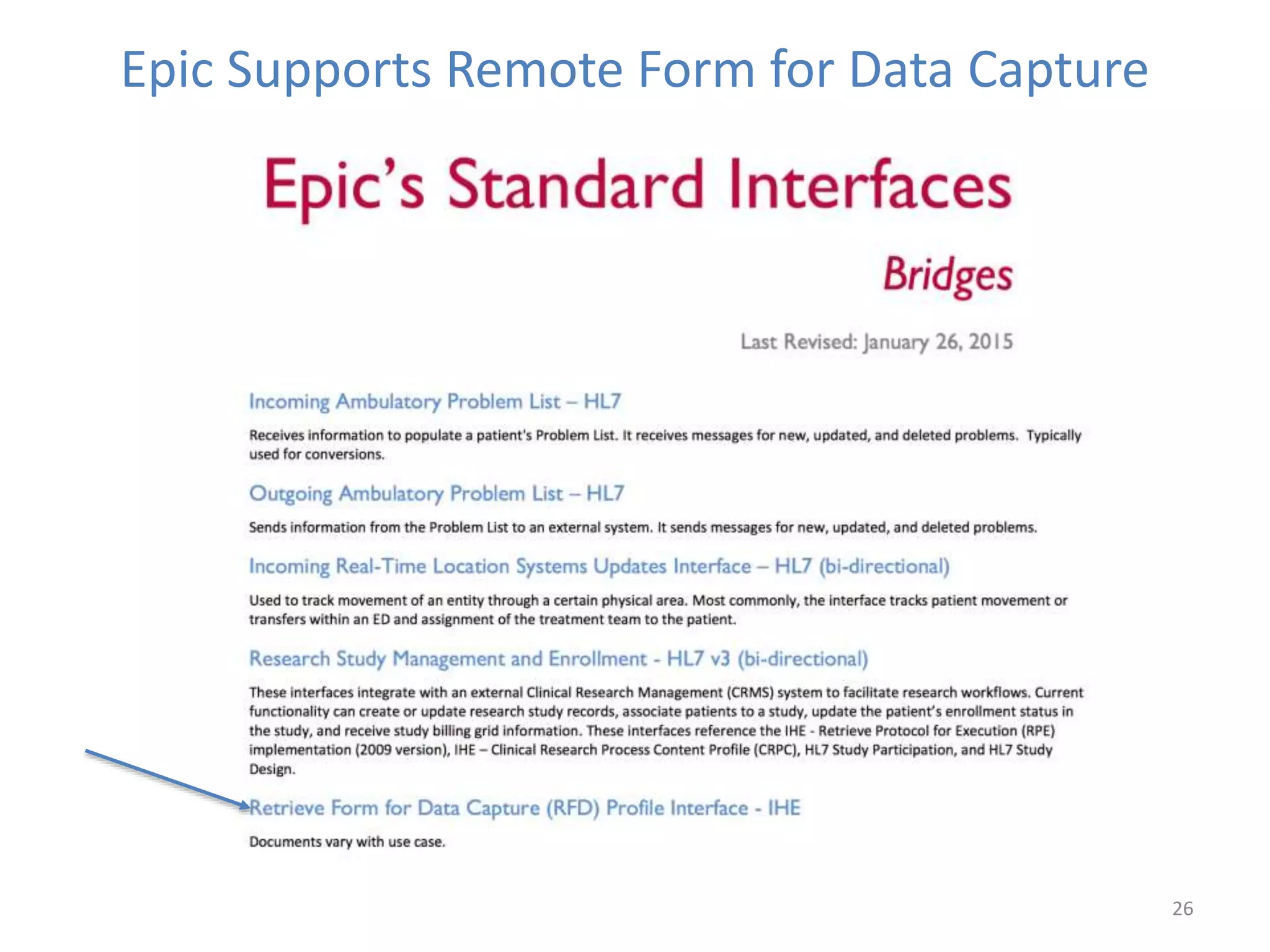Epic Supports Remote Form for Data Capture
26
 