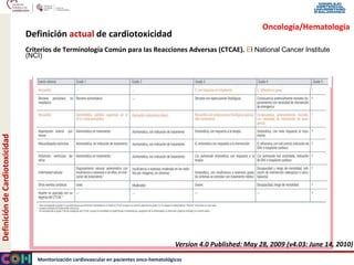 Monitorización cardiovascular en pacientes onco-hematológicos
DefinicióndeCardiotoxicidad
Version 4.0 Published: May 28, 2...