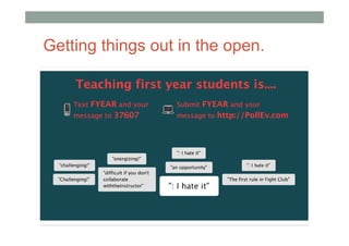 Getting things out in the open.
 