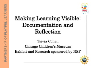 Making Learning Visible: Documentation and Reflection Tsivia Cohen Chicago Children’s Museum Exhibit and Research sponsored by NSF 