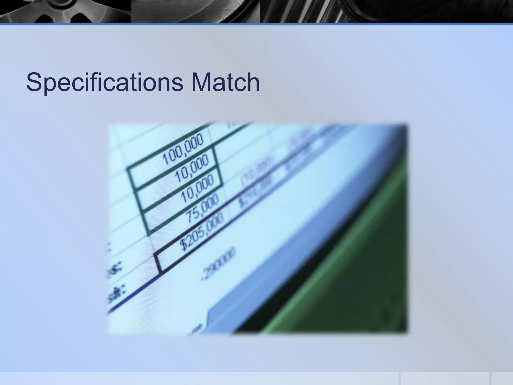 Specifications Match

 