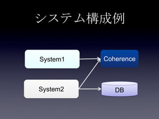 システム構成例
System1
System2
Coherence
DB
 