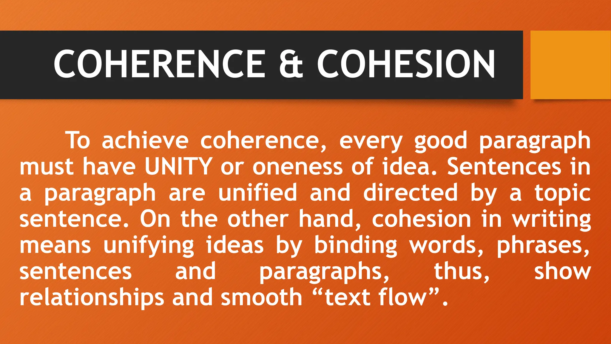 Reading and Writing- Coherence and Cohesion | PPTX