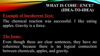 Incoherent Message Example COHERENCE AND COHESION.pptx FOR GRADE 11 LEARNERS | PPTX