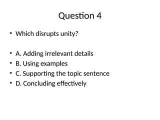 Sentence Coherence Unity Exam Coherence_and_Organization_Test_Sample.pptx