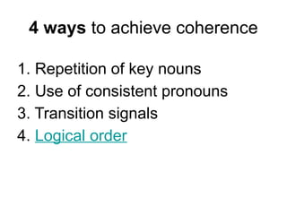 coherence and unity - academic writing - AW | PPTX