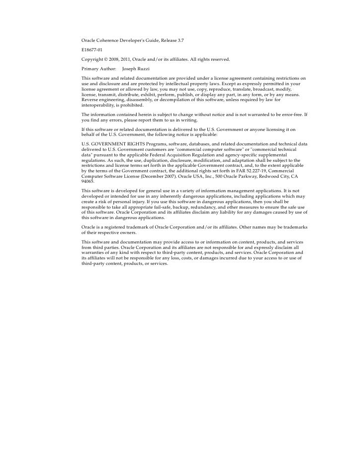 Coherence developer's guide