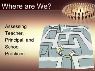 Where are We?
Assessing
Teacher,
Principal, and
School
Practices
9
 