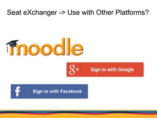 Seat eXchanger -> Use with Other Platforms?
Integration with Moodle for authentication and seamless access for students.
W...