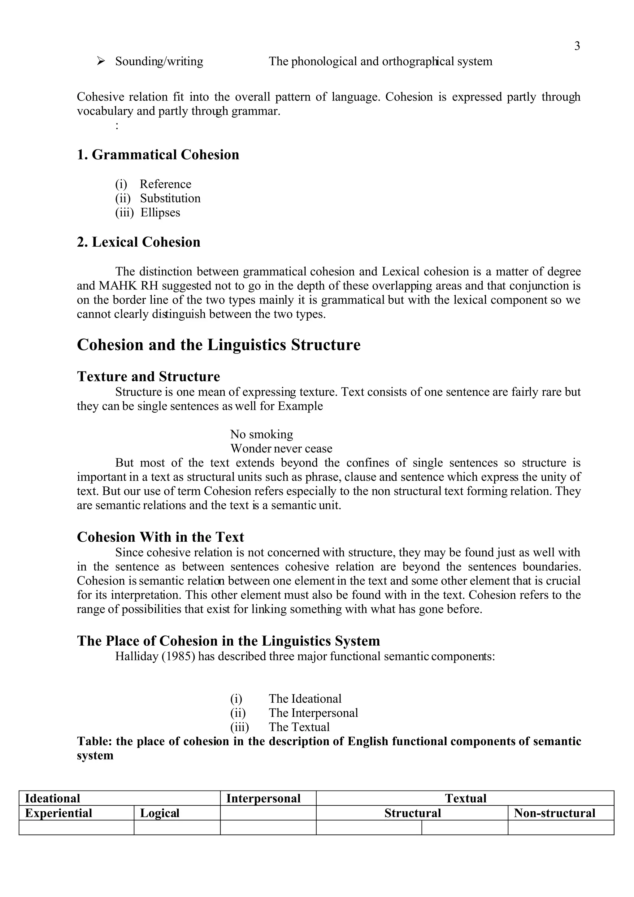 Cohesion In English | DOC