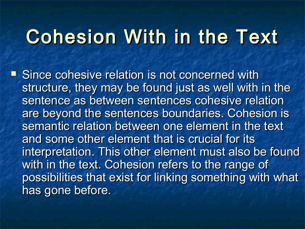 Cohesion types