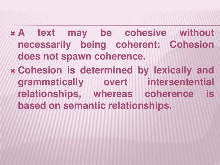 coherence and cohesion coherence and cohesion