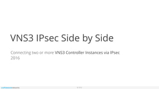 © 2016
VNS3 IPsec Side by Side
Connecting two or more VNS3 Controller Instances via IPsec
2016
 
