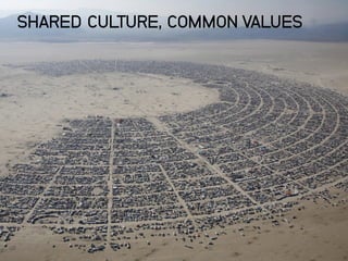 20
SHARED CULTURE, COMMON VALUES
 