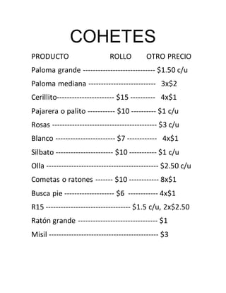 Cohetes | DOCX