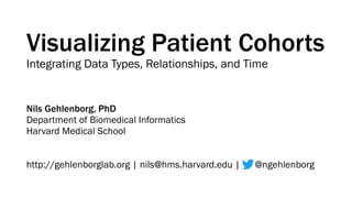 Visualizing Patient Cohorts
Integrating Data Types, Relationships, and Time
Nils Gehlenborg, PhD
Department of Biomedical Informatics
Harvard Medical School
http://gehlenborglab.org | nils@hms.harvard.edu | @ngehlenborg
 