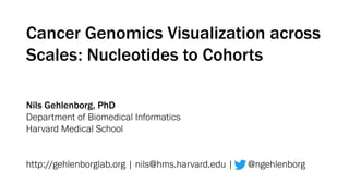 Cancer Genomics Visualization across
Scales: Nucleotides to Cohorts
Nils Gehlenborg, PhD
Department of Biomedical Informatics
Harvard Medical School
http://gehlenborglab.org | nils@hms.harvard.edu | @ngehlenborg
 