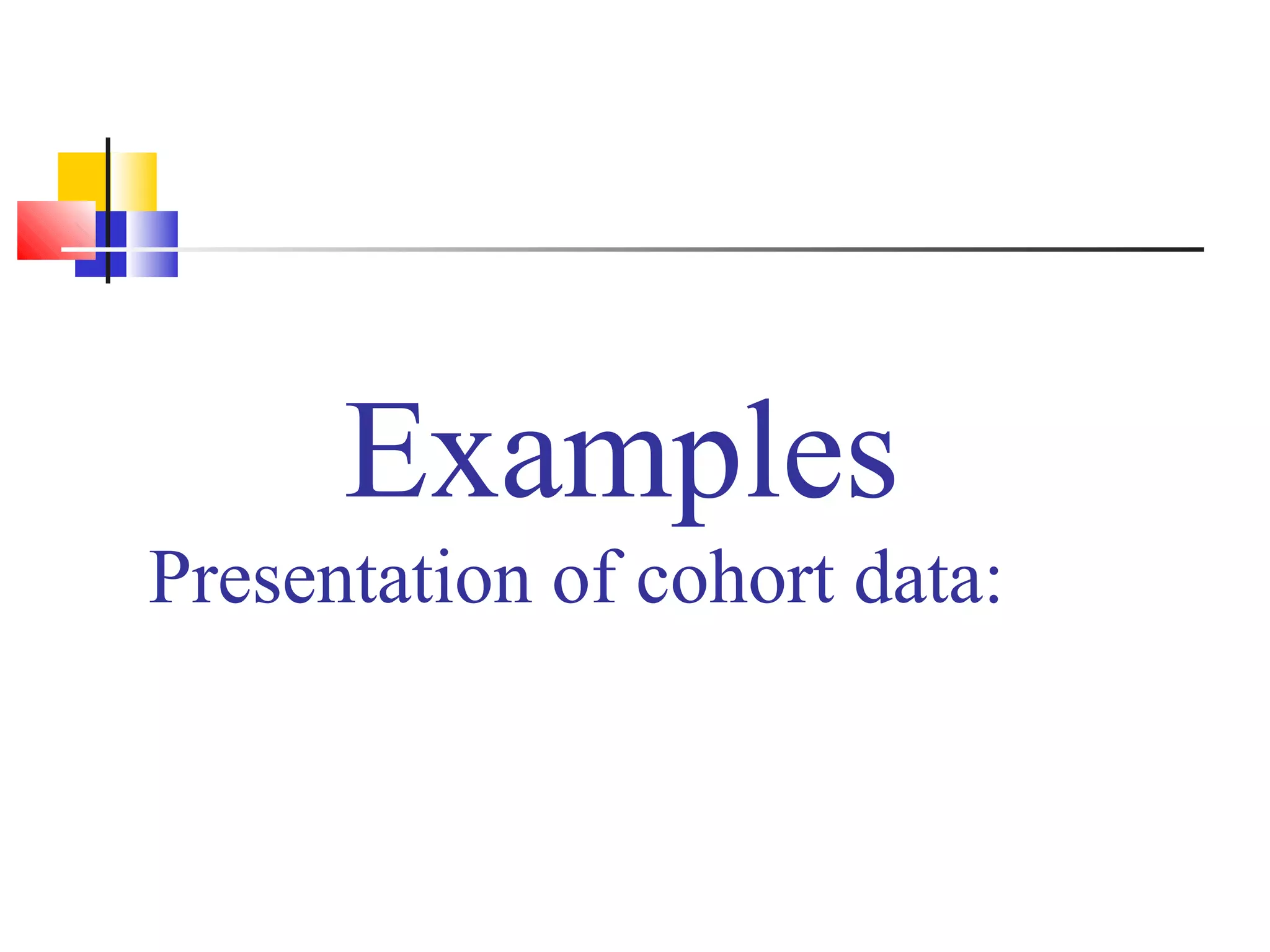 Examples
Presentation of cohort data:

 