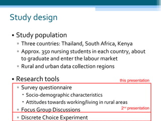 Study design <ul><li>Study population </li></ul><ul><ul><li>Three countries: Thailand, South Africa, Kenya </li></ul></ul>...