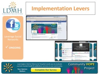 Implementation Levers

Leverage Social
Networks

 ONGOING

 