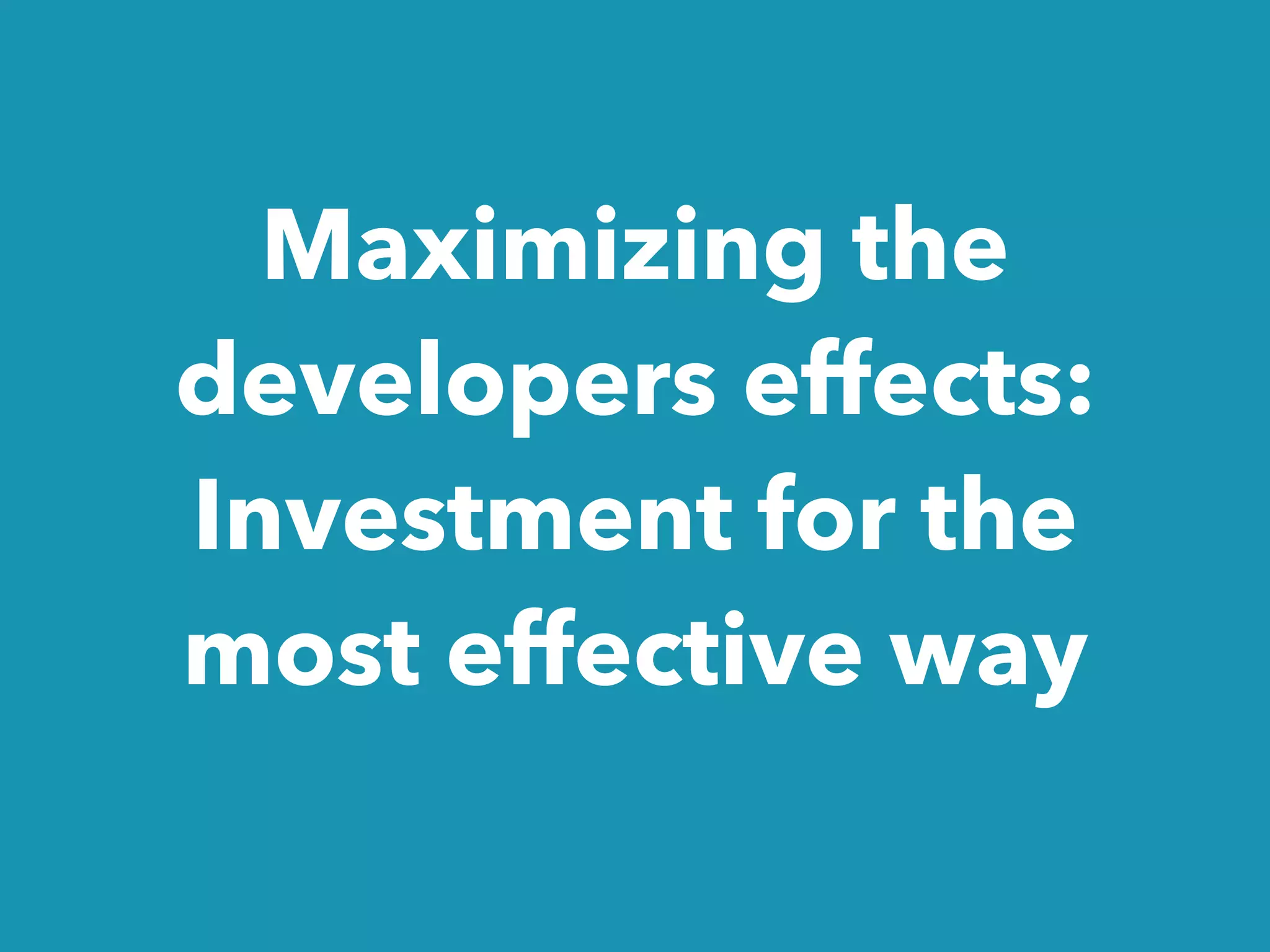 Maximizing the
developers effects:
Investment for the
most effective way
 