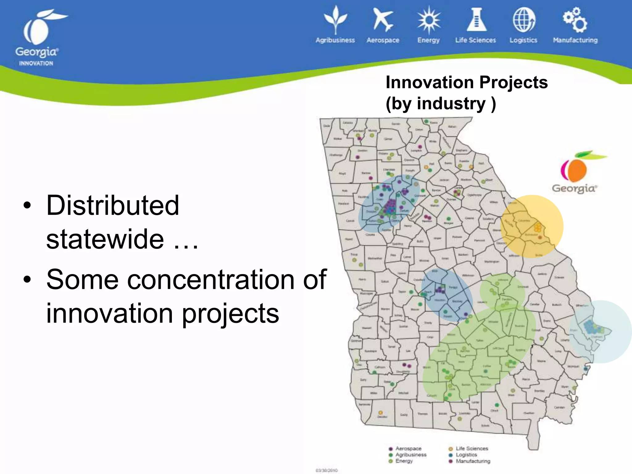 Innovation Projects (by industry ) Distributed statewide …