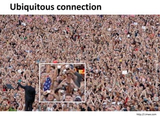 Ubiquitous connection




http://i.imwx.com




                    Steve Wheeler, University of of Plymouth, 2010
                    cc Steve Wheeler, University Plymouth, 2011
 