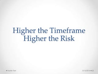 Higher the Timeframe
Higher the Risk
5/12/2014Footer Text 23
 