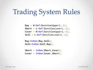 Trading System Rules
5/12/2014Footer Text 9
 