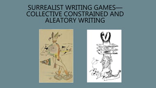 SURREALIST WRITING GAMES—
COLLECTIVE CONSTRAINED AND
ALEATORY WRITING
 