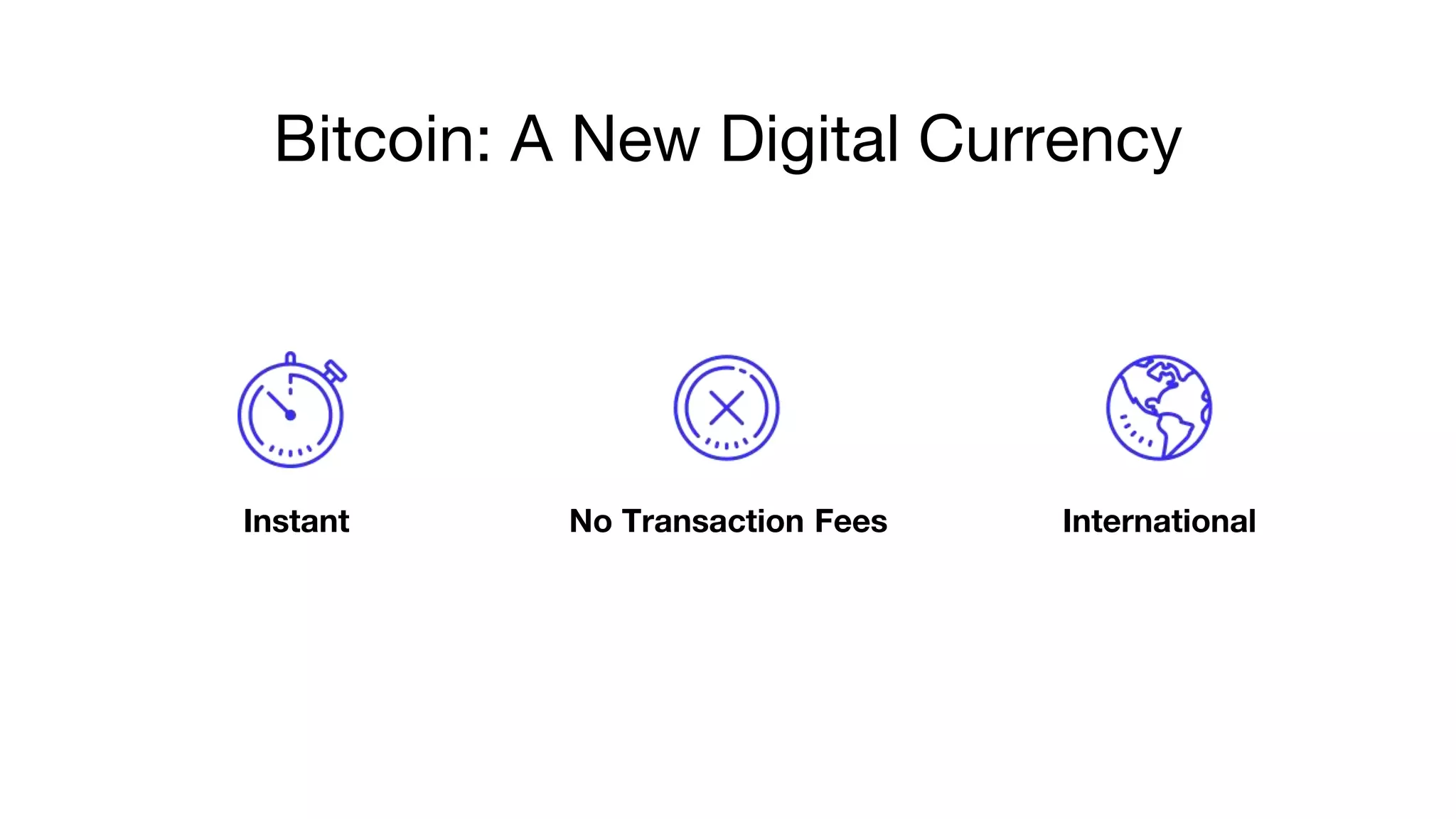 Bitcoin: A New Digital Currency
No Transaction Fees InternationalInstant