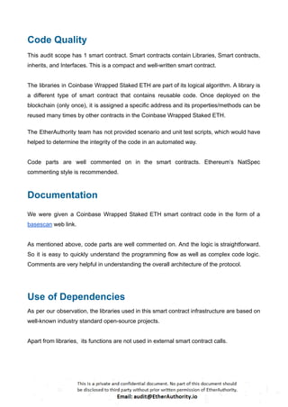 Coinbase – Smart Contract Security Audit Report by EtherAuthority | PDF