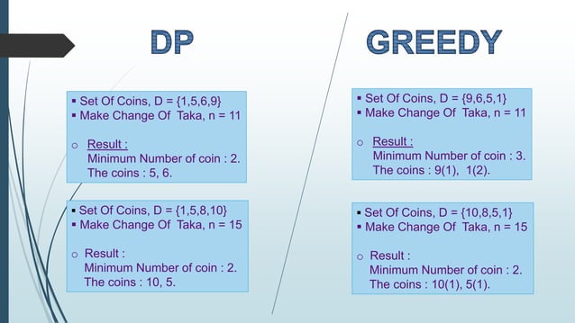 Coin change Problem (DP & GREEDY) | PPTX