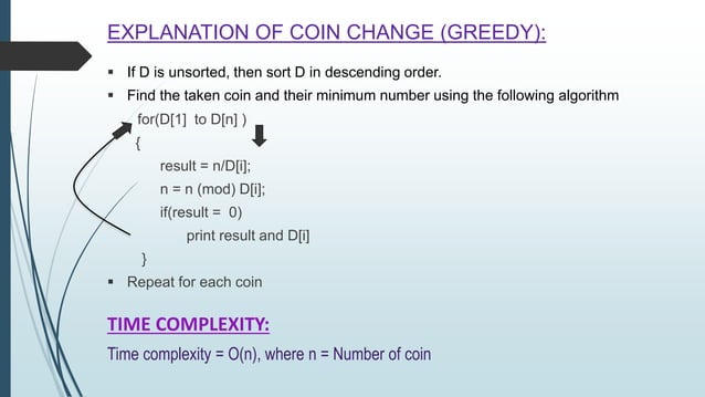 Coin change Problem (DP & GREEDY) | PPTX