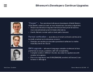 State of Blockchain Q3 2016 | 61
Ethereum’s Developers Continue Upgrades
Data Source: CoinDesk
“Casper” – Two prominent et...