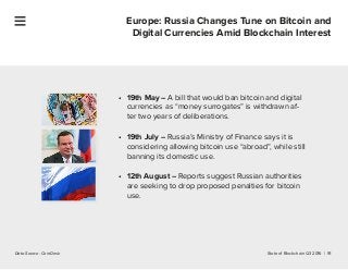 State of Blockchain Q3 2016 | 91
Europe: Russia Changes Tune on Bitcoin and
Digital Currencies Amid Blockchain Interest
Da...
